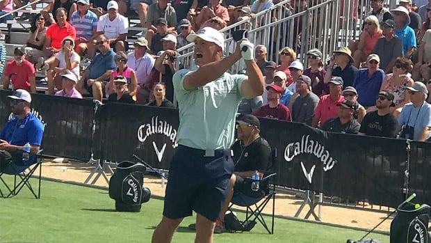 Two days after competing in the Ryder Cup, Bryson DeChambeau advanced to Round 2 of the Professional Long Drivers Association World Championships.